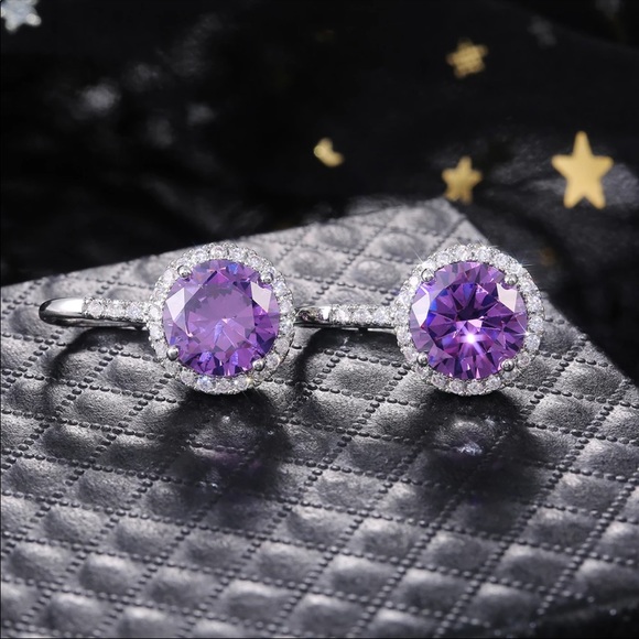 *NEW*925 Silver Drop Earrings Round Stone Zircon - Picture 2 of 3